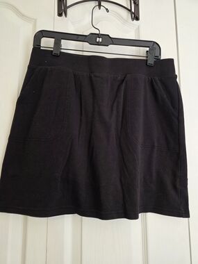 Black Casual Skort with Front Pockets